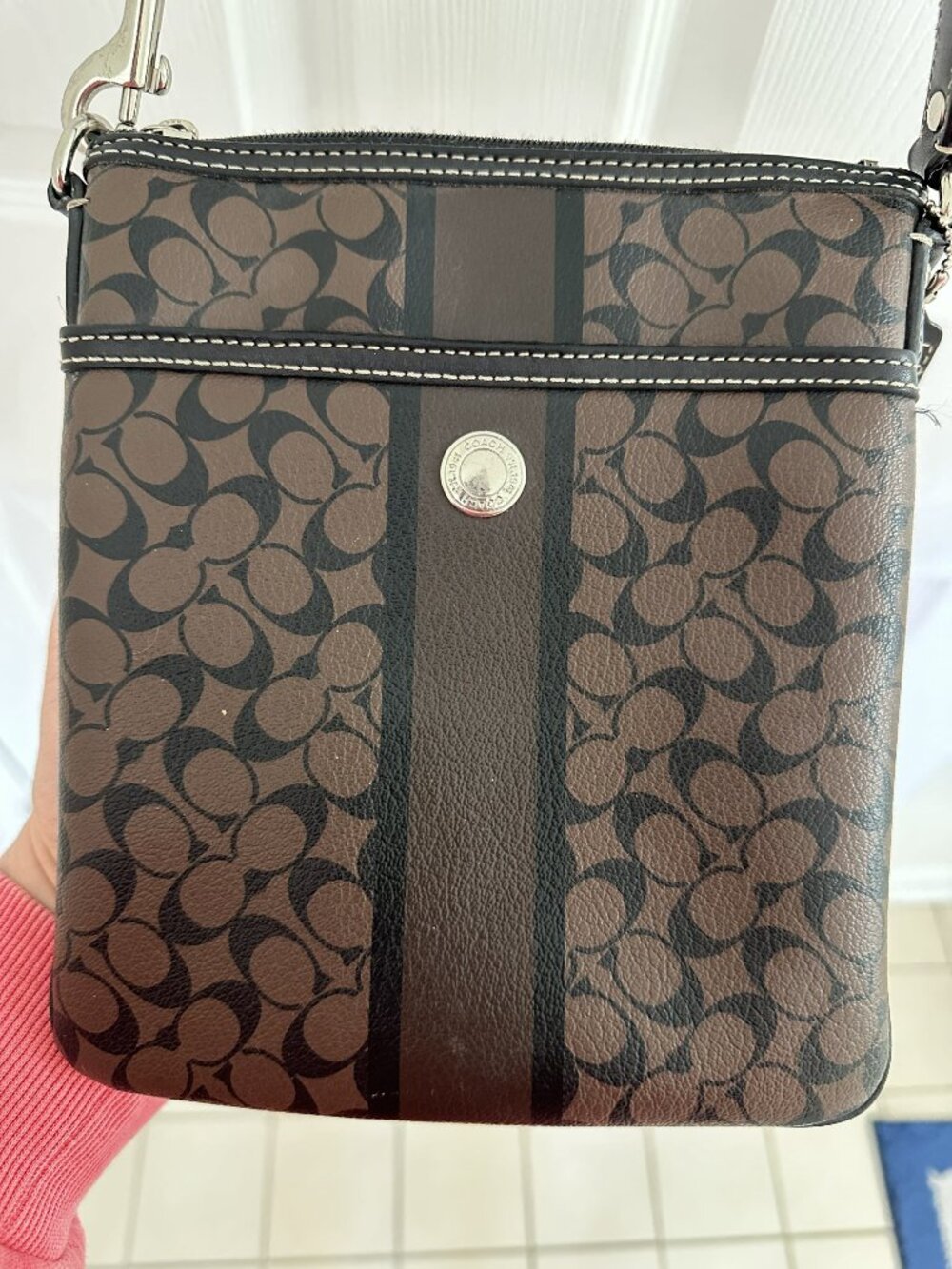 Coach Signature “C” Logo Brown Leather Crossbody Classic Shoulder Bag